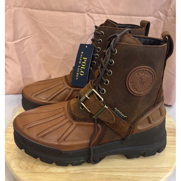 Polo Ralph Lauren Oslo Buckle Waterproof Lace Leather Boots Brown Men’s 8D NEW main image 12